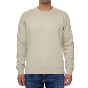 Tommy Hilfiger Mens Crew neck Fleece Logo Sweat shirt Khaki Tan Medium Long